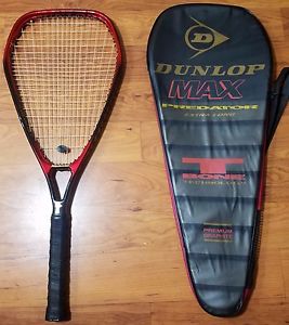 DUNLAP MAX PREDATOR RED TENNIS RACQUET EXTRA LONG WITH CASE 4 3/8 Grip