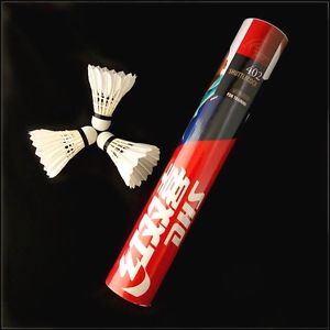 24 pcs 100% genuine DHS Goose Feather Badminton Shuttlecocks - FOR TRAINING