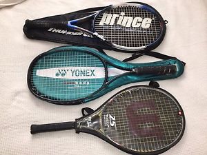 Tennis Racquets Lot of 3 Yonex, Prince and Wilson