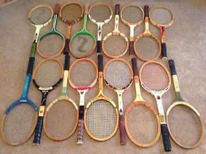 Lot of 18 Wooden Tennis Racquets-Wilson, Spalding, King, TAD and More