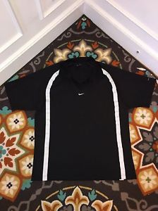 Nike Challenge Court Tennis Agassi Polo Shirt Jersey Vintage Blk White Med #E35