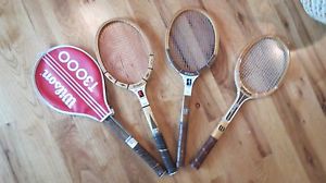 Lot 4 Tennis Rackets: Vtg WILSON T3000 + Cover, Stan Smith, Everett, Kramer