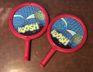 Koosh Paddle Set of 2 OddzOn 1991 Game Racket Family Fun Vintage 90's Toy