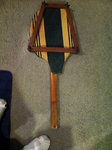 VINTAGE CHAMPION WOOD TENNIS RACKET WITH WOOD HOLDER