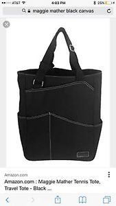 Maggie Mather Tennis Tote, Black, Zebra Interior