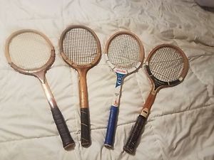 Lot of 4 Wooden Tennis Racquets_Rossignol_McGregor_Spalding_Dependable