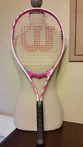 Wilson Triumph V Matrix Tennis Racquet Pink/White  L2 4 1/4 Stop Shock Sleeves