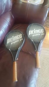 Pair of Prince Graphite Pro 110 Tennis Racket s with covers! Beautiful!
