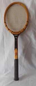 Spalding Kro-Bat Tennis Wood Racquet Black Tan 4 1/2" Fiber Welded Throat
