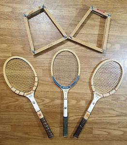 Wilson Jack Kramer Autograph Mary Hardwick Flight Lot of 3 WoodenTennis Rackets