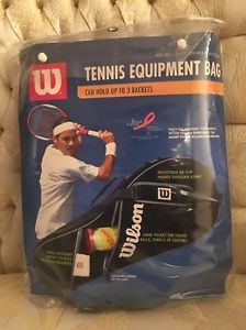 New WILSON TENNIS Equipment Bag Black/Gray Hold 3 Rackets
