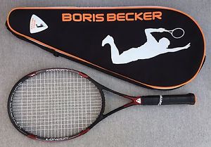 Boris Becker Delta Core London MP 4 1/2 tennis racquet + case: new strings/grip