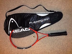 Head Flexpoint Radical Oversize L4 Liquidmetal Grip 4-1/2 Tennis Racket w Cover
