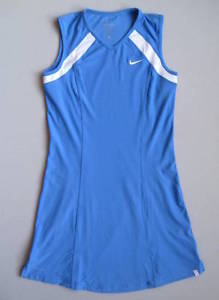 Nike Girls Medium 10 12 Yrs Refined Border Tennis Dress EUC Blue White Dri-Fit