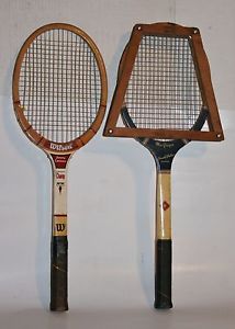 (2) OLD WOODEN TENNIS RACQUETS 1940's MACGREGOR FRANK PARKER, 70's JIMMY CONNORS