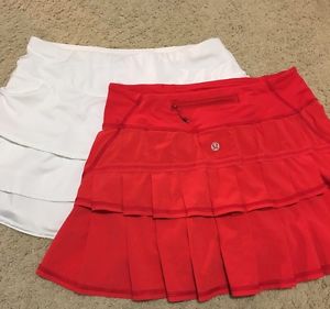 Lot Of 2Tennis Skort White Athleta Red Lululemon Pace Setter  Sz 4