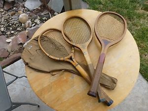 LOT OF 3 Antique Tennis rACQUETS Rackets SPALDING-WRIGHT & DITSON-C.L. GODFREY
