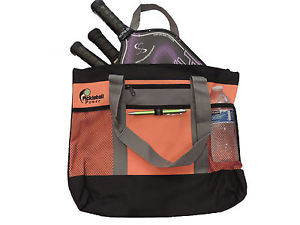 PICKLEBALL MARKETPLACE "Zipper Top" Tote Bag-New/Embroidered - Orange & Grey