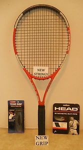 Head Liquidmetal Radical OS 107 Tennis Racquet 4 3/8 NEW STRINGS/GROMMETS/GRIP