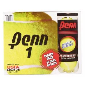 Penn Tennis Balls Championship Extra-Duty Felt Player Pack, 20 Cans 60 Balls