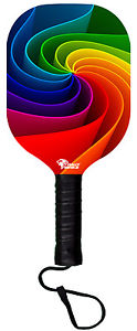 Rainbow Swirl Wooden Pickleball Paddle