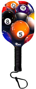 Billiard Balls Collage Wooden Pickleball Paddle
