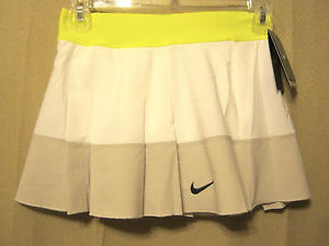 NIKE Dri-Fit Stay Cool Womens Pleated Tennis Skort,XS White/Gray/Neon,NEW $55