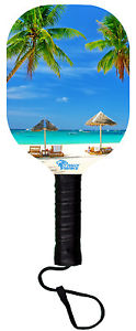 Tropical Beach Wooden Pickleball Paddle