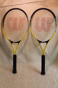 ~ Lot of 2 Wilson Titanium 3 Tennis Racquet - Soft Shock 3  - Yellow & Black 27"