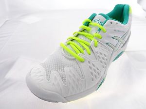 Asics Gel-Resolution 6 White/Emerald Green/Silver Tennis Shoes E550Y-0188US 9M