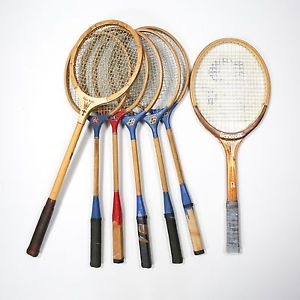Lot 12 Tennis Rackquet Vtg Wood Metal Fiberglass Stazenger Bancroft Cown Donnay