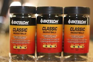 Ektelon Racquetball CLASSIC  BLACK BALLS 3 CANS  of 2-ball box balls