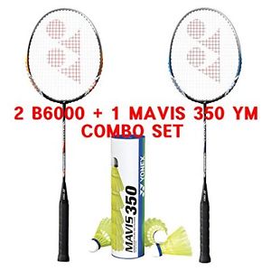 Yonex Basic 6000 Mavis 350 Yellow Medium Shuttlecock Badminton Combo Set