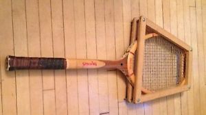Vintage Spalding Wooden Tennis Racquet Davis Cup My Serve with Wood Press
