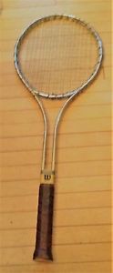 Vtg Wilson Leather Grip USA Light 4 1/4 Metal Tennis Racquet Wilson T2000 Cover