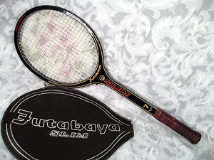 Vintage 1980s FUTABAYA SLIM Wooden Tennis Racket w Original Cover Made in Japan