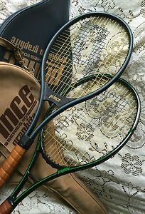 Vintage x2 Prince Graphite Series 110 Tennis Racquet Lot w/ Covers BEAUTIFUL !!