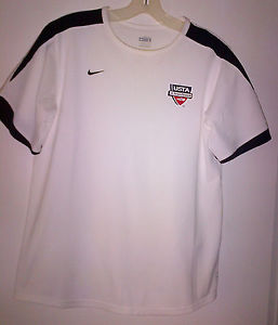 NIKE FIT DRY USTA JR TEAM TENNIS-NEW-UNISEX-Adult SIZE Medium White Ret $25