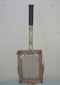 Vtg Cragin Wooden Tennis Racquet fibre sealed throat with Wooden Press Holder