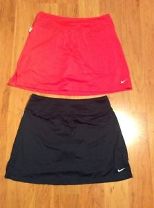 Nike DriFit Women's Tennis Golf Skort Skirt Lot Of Two Red Black Size S