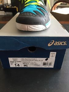 New Mens Asics Gel-resolution 6 Size 14 Onyx/white/atomic Blue