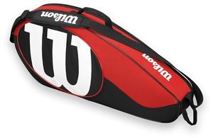 Wilson Match II Tennis Racket Bag, Red/Black, 3-Pack