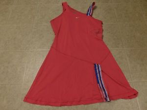 Nike Tennis Dress Size L 12-14 Coral Pink Blue White Dri-Fit XUC