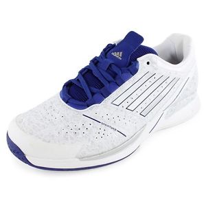 New adidas Men's Adizero Feather II Tennis Shoes Silver and Blue Sz 8