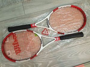 2x Wilson Six.One 95S Racquets, grip size #3 (4 3/8), MATCHED