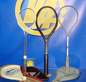 Raquetas  Squash-fronton Vintage 3 raquetas FISCHER-PRINCE-SLAZENGER con fundas