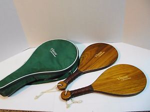 Nice Vitesse Brookstone Paddles Rackets Hand ball Racquetball & Case 3 pc Set