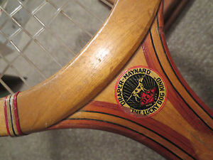 VTG DRAPER-MAYNARD INTERNATIONAL Wood Tennis Racket The Lucky Dog Kind w/ Press