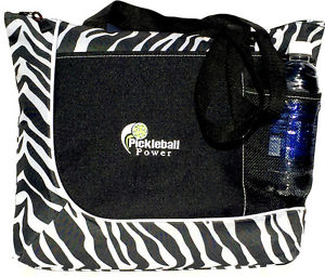 PICKLEBALL MARKETPLACE "Zipper Top" Tote Bag-New/Embroidered - Zebra Stripe