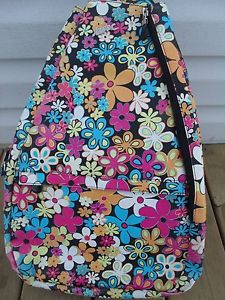 JetPac Life is Tennis Large Tennis Raquet SLING BAG Lynne Tauchen FLORAL
